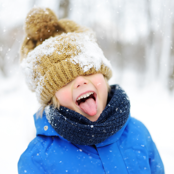 Funny,Little,Boy,In,Blue,Winter,Clothes,Walks,During,A